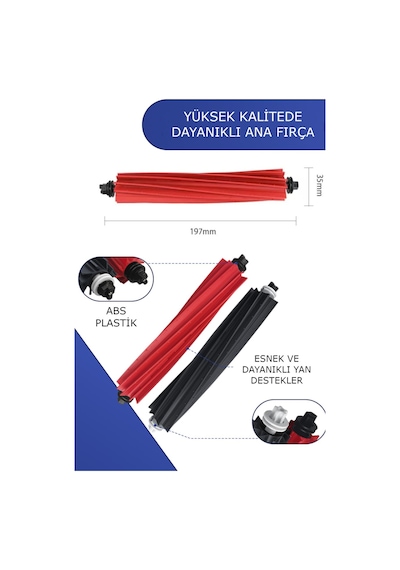Srfn Ticaret Roborock S8 Pro Ultra S8 Sonic Uyumlu Ana Fırça Mop Toz Torbası Yan Fırça Yedek Parça