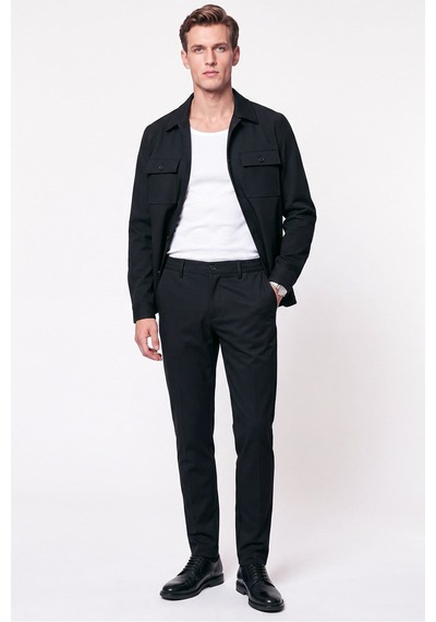 Comfort Fit Beli Lastikli Esnek Pamuk Siyah Jogger Pantolon P 1222
