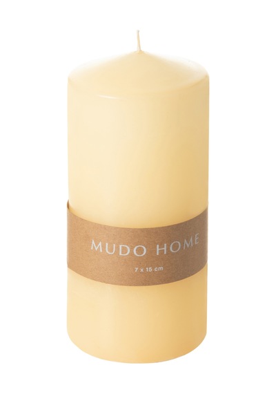 Mudo Home Sütun Mum Krem 7x15cm Ekru