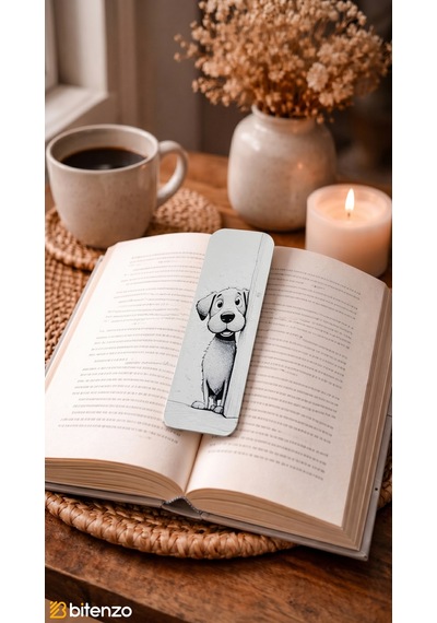 Sevimli Köpek Figürlü Kabartma Dokulu Kitap Ayracı - Minimalist Beyaz Kitap Aksesuarı