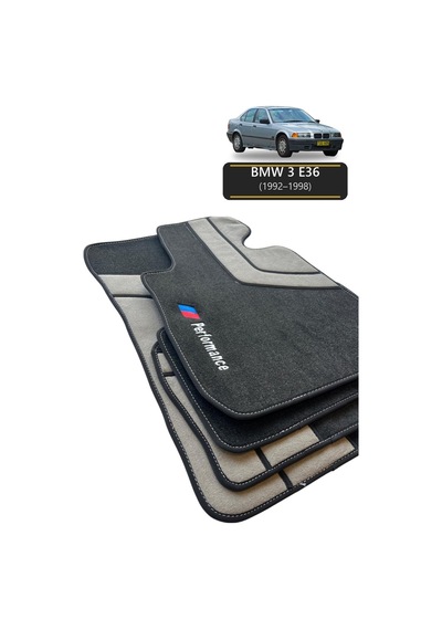 Oto Halı Paspas Seti Bmw 3 E36 1992 1998 Uyumlu Sport Kaymaz & Şık Tasarım - Siyah - Tasarım 2
