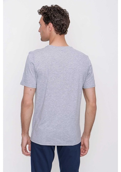 Gri Basic Düz %100 Pamuk Bisiklet Yaka Slim Fit Dar Kesim Kısa Kollu Tişört 99yc018001100 Gri