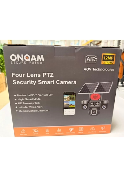 Onqam On-sg4474 12mp 4 Lens 4g Çift Solar Panel Hieasy Aov Sürekli Kayıt Gece Görüş Çift Yönlü Ses Turkcell Sim Kart