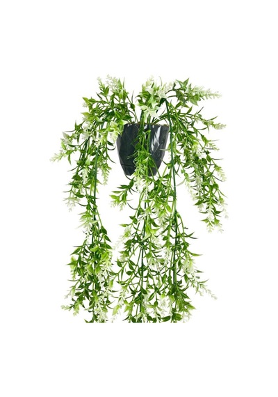 Yapay Çiçek Siyah Saksıda Sarkan Ty60 Yeşil Beyaz Bitki Yapay Sarmaşık 60cm
