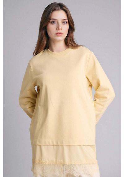 Defacto Regular Fıt Bisiklet Yaka Sweatshirt Tunik G9248ax26spyl252 Sarı-yl252