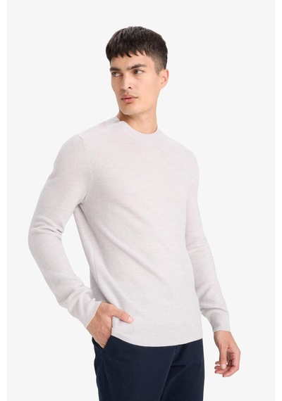 Defacto Standart Fit Bisiklet Yaka Basic Dokulu Triko Kazak F1777ax25augr184 Gri