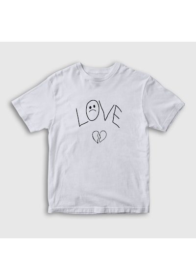 Presmono Unisex Çocuk Love Lil Peep T-shirt Beyaz