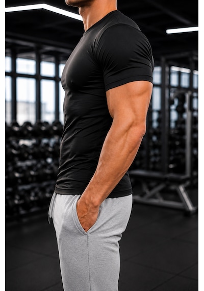 Sapeur Erkek Premium Dar Compression Tişört - Esnek Ve Nefes Alan, Spor & Günlük Tişört Siyah