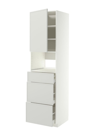 Fırın-mikrodalga Fırın Boy Dolabı, Aspudden Açık Gri, 60x60x220 Cm, 1 Kapaklı Ve 3 Çekmeceli Fırın-mikrodalga Fırın Boy Dolabı, Aspudden Açık Gri, 60x60x220 Cm, 1 Kapaklı Ve 3 Çekmeceli