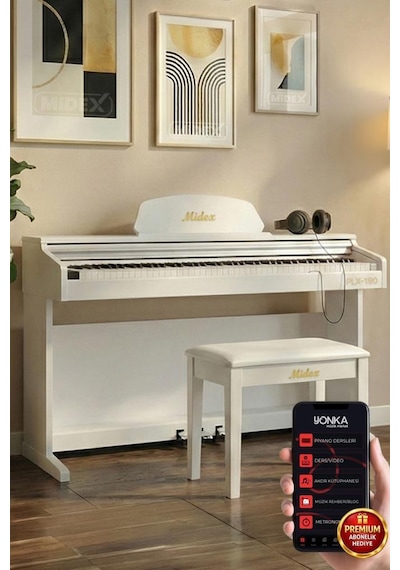 Midex Plx-190wh Dijital Piyano 88 Tuşlu Beyaz Tuş Hassasiyetli Bl