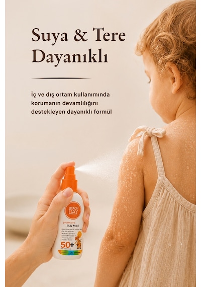 Beach Day Bebek ve Çocuklar için Yüksek Koruyucu Güneş Sütü Spf 50+ 150 ML