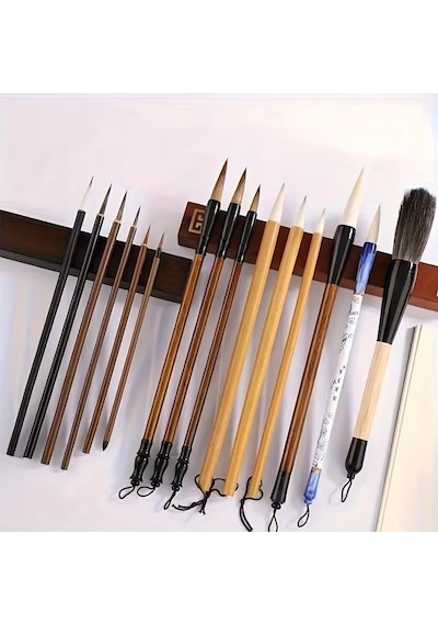 Çini Tahrir, Seramik Boyama, Çini Boyama, Vazo, Sırlama, Resim, Hasır Fırçalık, Brush Yazı-18'li Set
