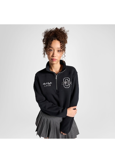 Converse Classic Kadın Yarım Fermuarlı Siyah Sweatshirt