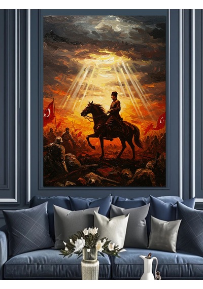 Ahşap Tablo Gün Batımı At Atatürk