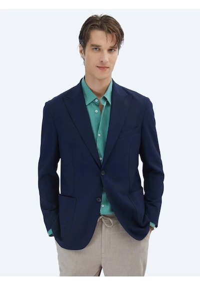Kip Lacivert Desenli Regular Fit Ceket Lacivert Kip Lacivert Desenli Regular Fit Ceket Lacivert