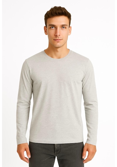 Axxel Erkek Gri Melanj Uzun Kollu Süprem T-shirt-d2275 Gri Melanj