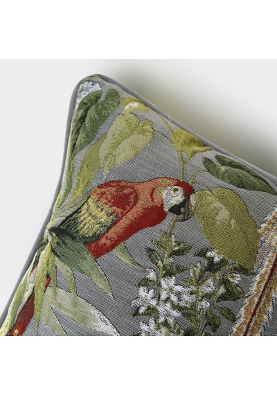 "jungle" Dokulu Desenli Kırlent Kılıfı - 45x45 Yeşil - Gri - Beyaz