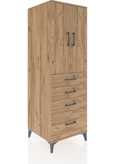 Kronos Dolap 2 Raflı 4 Çekmeceli 2 Kapaklı 60x59x182 Çam-çam Çam