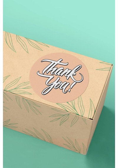 Bej Thank You Kargo Sticker 3x3cm St2162 Çok Renkli