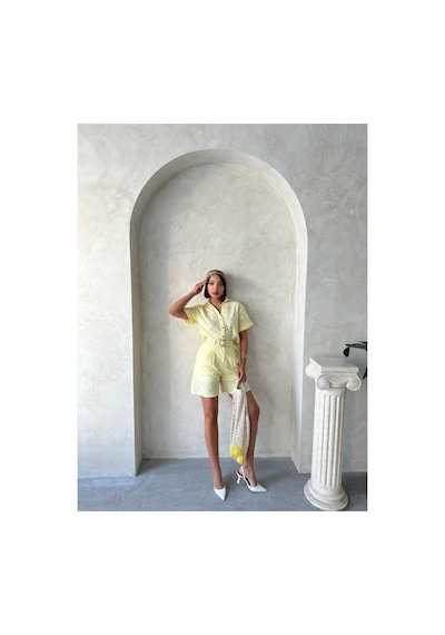 Verymoda Nakışlı Vual Şort D2821 Sarı