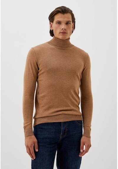 Erkek Tam Balıkçı Boğazlı Triko Camel Slim Fit Pamuklu Sık Örme Kazak Ncs Jeans 3003-camel Camel