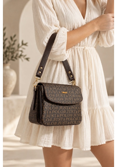 Just Polo Kahverengi Yeni Sezon Kolon Askili 4 Bolmeli Kadin Omuz Cantasi 25x15cm