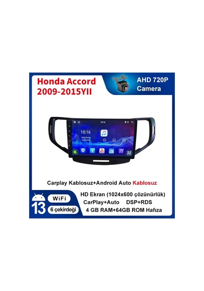 Honda Accord 2009 2015yıl Carplay 9inç 4/64gb Multimedya