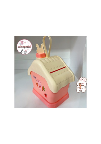 Kawaii Tavşan Ev Kumbara Kilitli Ev Kumbara Para Kawaii Tavşan Ev Kumbara Sticker Hediyeli