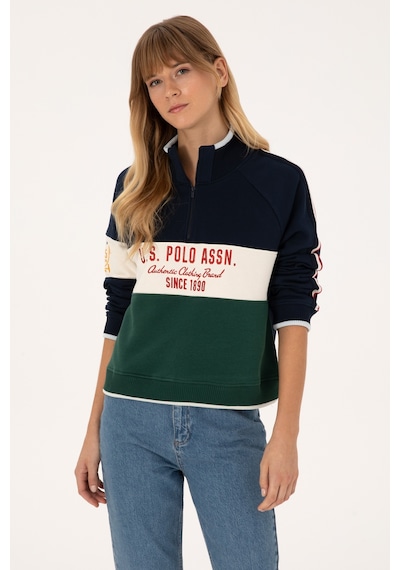 U.S. Polo Assn. Kadın Lacivert Fermuarlı Dik Yaka Sweatshirt 50311024-VR033