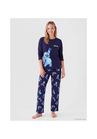 Lcw Young Lacivert Stitch Baskılı Kadın Pijama Takım