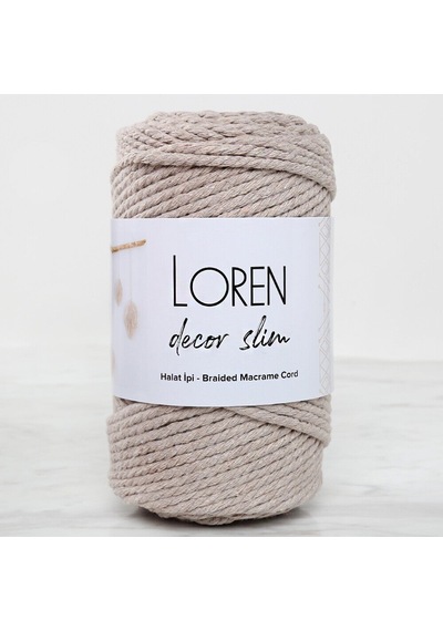 Loren Decor Slim 3 Büküm Makrome İpi Bej - L049