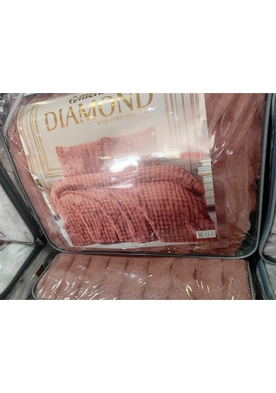 Merinos Diamond Kürk Bubble Desen Comforter Set, Çift Kişilik Yorgan Seti 220x240 Pudra Pembe