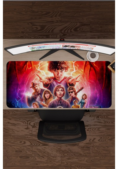 Stranger Things 2 V2 90x40 Xxl Gaming Kauçuk Kaymaz Taban Mouse Pad Fare Altlığı