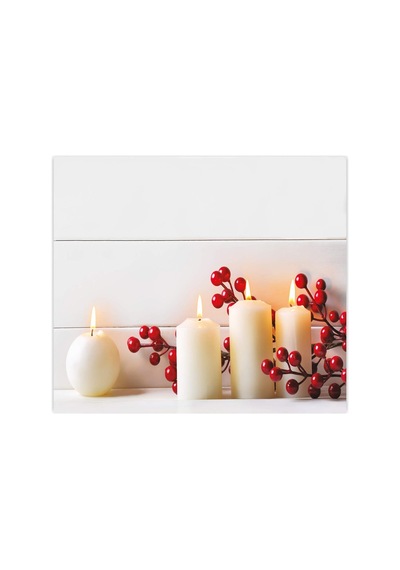 Decorita 10001507008 Beyaz Mum Desen Cam Ocak Arkası Koruyucusu, 49,5cm X 76cm