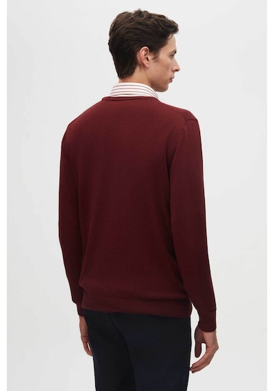 D's Damat Regular Fit Bordo Tüylenme Yapmayan Bisiklet Yaka Triko Kazak Bordo