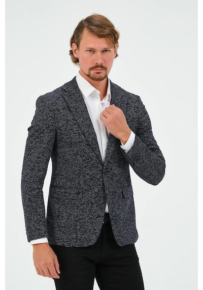 Bonesti Erkek Slim Fit Blazer Ceket Lacivert Desenli