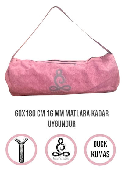 Mat Taşıma Çantası Yoga Fitness Silindir Antrenman Çantası + 2 Adet Mat Toplama Lastiği Fuşya