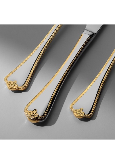 Nehir Fulya Altın Sade 12 Kişilik 72 Parça Çatal Kaşık Bıçak Takımı Gold