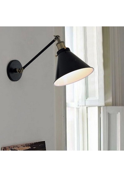 Riolight Retro Çift Mafsallı Hareketli Başlık Metal Duvar Aplik (550647963) Siyah