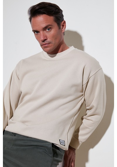 Buratti Regular Fit Bisiklet Yaka Pamuklu Içi Tüylü Yumuşak Şardonlu Erkek Sweat 5905255 Kum