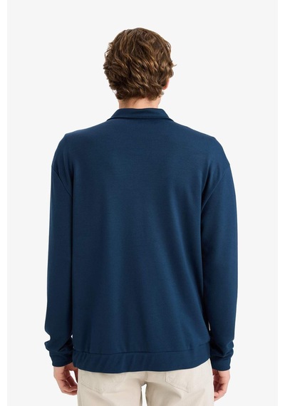Defacto Regular Fit Polo Yaka Yarım Fermuarlı Sweatshirt G7492ax25aunv64 Lacivert-nv64