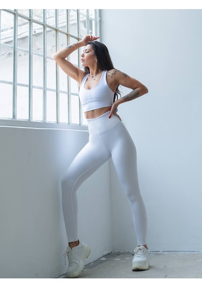 Lismina Beyaz İçi Polarlı Şardonlu Kışlık Spor Tayt