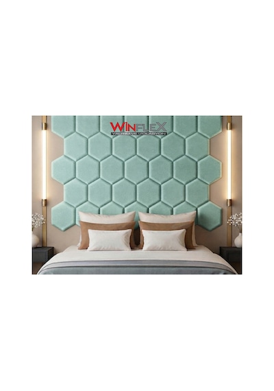 Winflex 40x50cm Altıgen Kumaş Kaplı Akustik Panel 1 Adet Su Yeşil