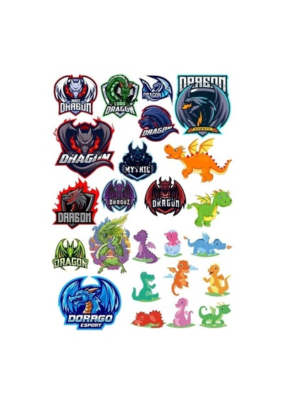 Dragon Ejderha Sticker Set-12 16 Parça Telefon, Tablet, Defter, Laptop Sticker