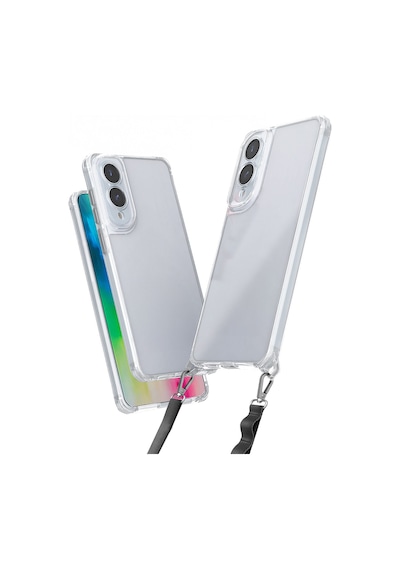 Samsung Galaxy Uyumlu S25 Edge Kılıf Airbagli Takılabilir Askı Aparatlı Zore Snap Silikon Kapak Seffaf