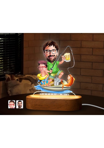 Bk Gift Kişiye Özel Baba-oğul Karikatürlü Dekoratif 3d Biblo Led Işıklı Gece Lambası-10, Babaya Hediye, Babalar Günü Hediyeleri Kobitmeyen138262 Bk Gi