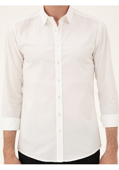 Cacharel Beyaz Slim Fit Pmuk Karışımlı Gömlek 15841036