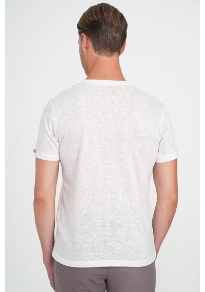 Efor Comfort Fit Bisiklet Yaka Viskon Karışımlı Casual Ekru Tişört Ts 902 Ekru