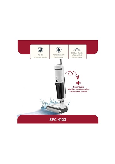 Sfc-4103 Şarjlı Islak Kuru Zemin Süpürgesi Bldc Motor, Otomatik Temizlik, Led Işıklı Başlık