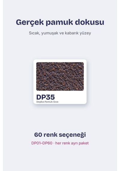 Depka Pamuk Sıva Dp35 2 Kg 7-8 M² İpek Sıva Alternatifi Isı Ve Ses Yalıtımlı Dekoratif Sıva